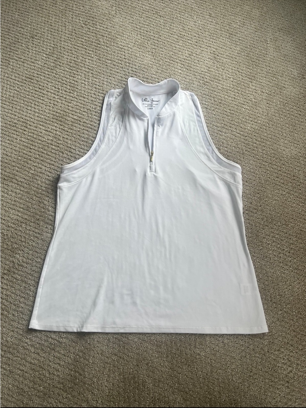 White Sleeveless Zip-Front Tank Top by Lillie Green